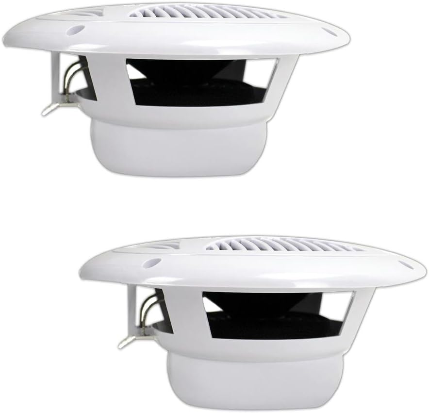 PYLE 6.5 Inch Dual Marine Speakers - PLMR60W | High-Performance 2-Way Waterproof Outdoor Audio System with 150 Watts Power and Weather-Resistant Design