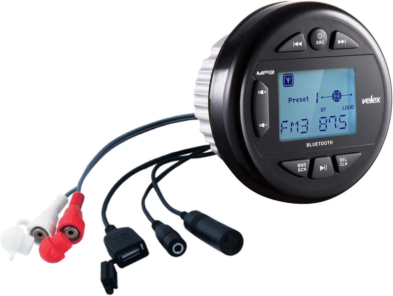 Velex Waterproof Multimedia Player & Audio Receiver – 2.4-inch Display, Streaming Capabilities, Durable Black Design