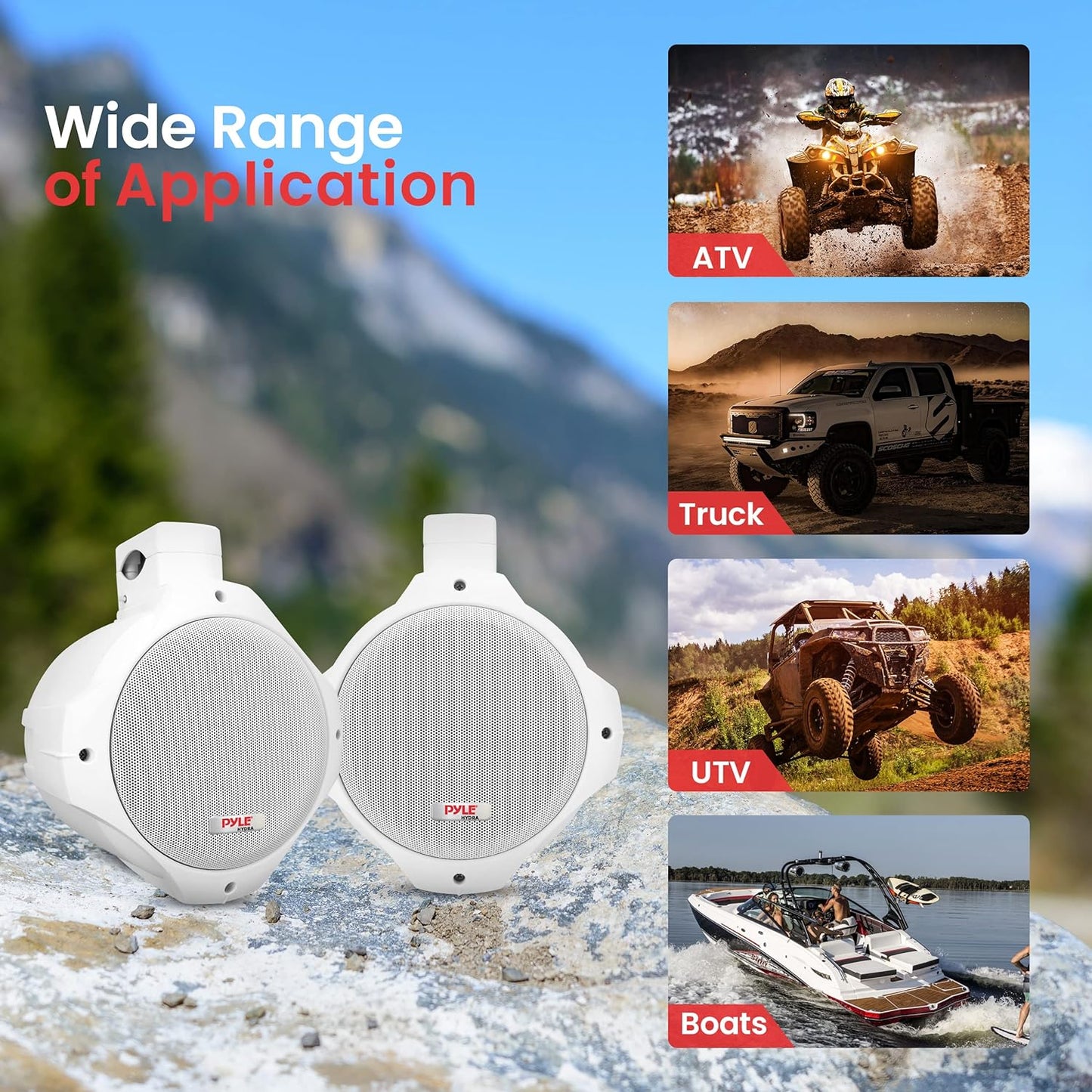 Pyle PLMRB85 8 Inch 600W 2-Way Marine Wake Board Tower Pod Speakers (Pair)