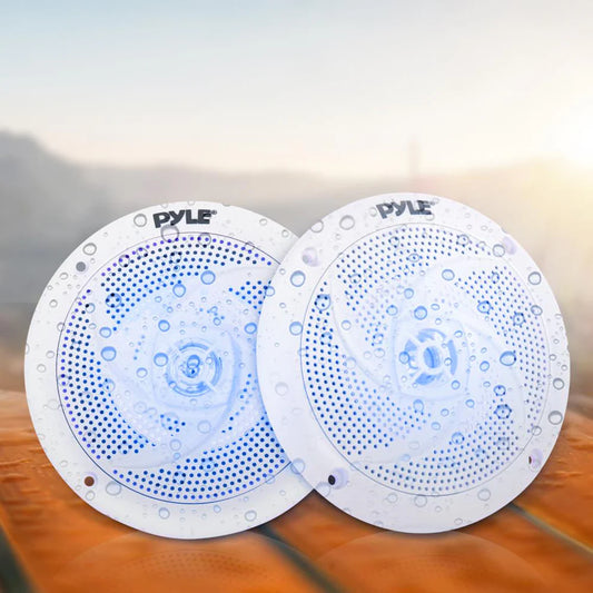 Pyle 6.5" Marine Speakers PLMRS63WL – 240W Waterproof with LED Lights