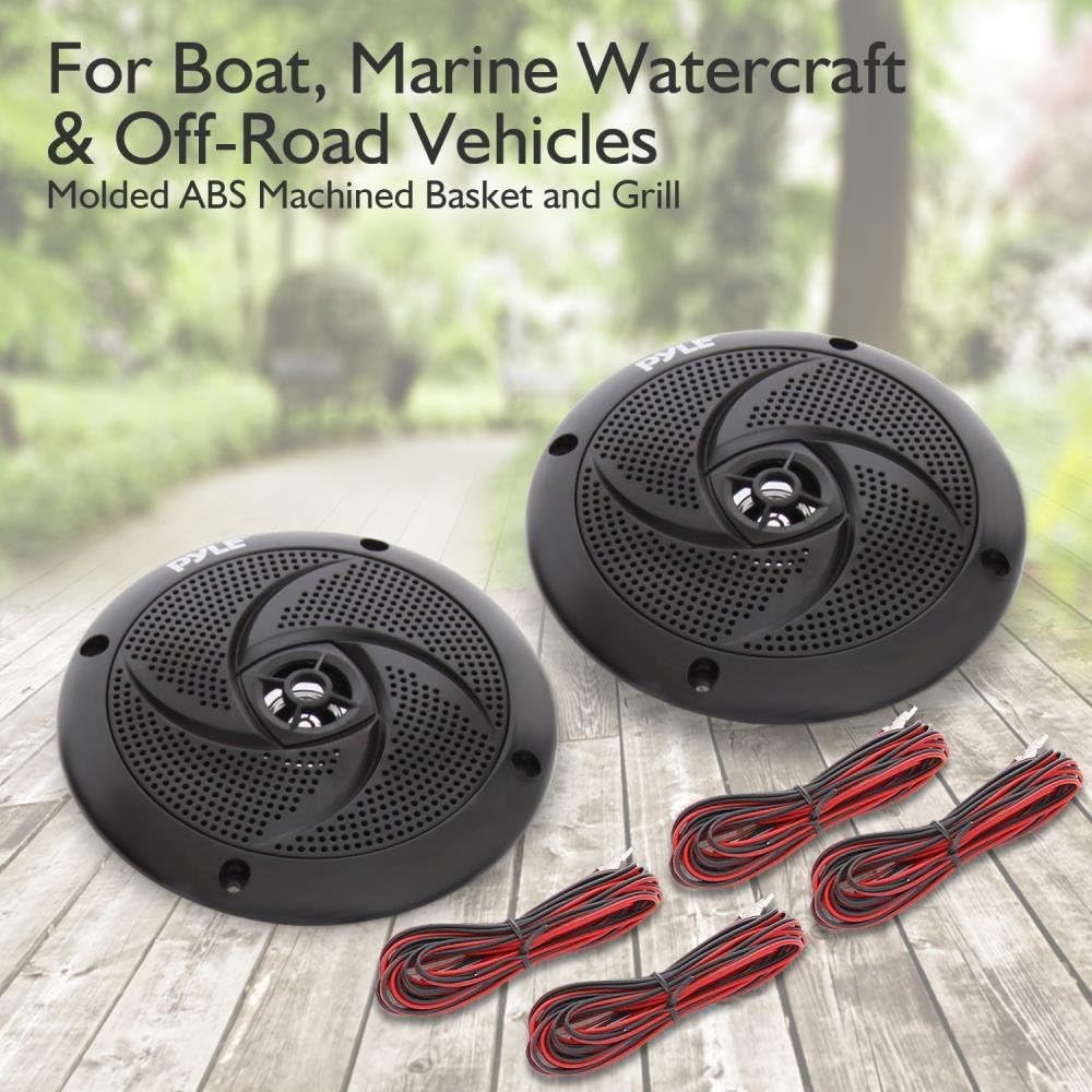 Pyle Marine Speakers PLMRS43BL – Premium 4-Inch 2-Way Waterproof Outdoor Audio System with LED Lights, 100 Watts Power, and Sleek Slim Design