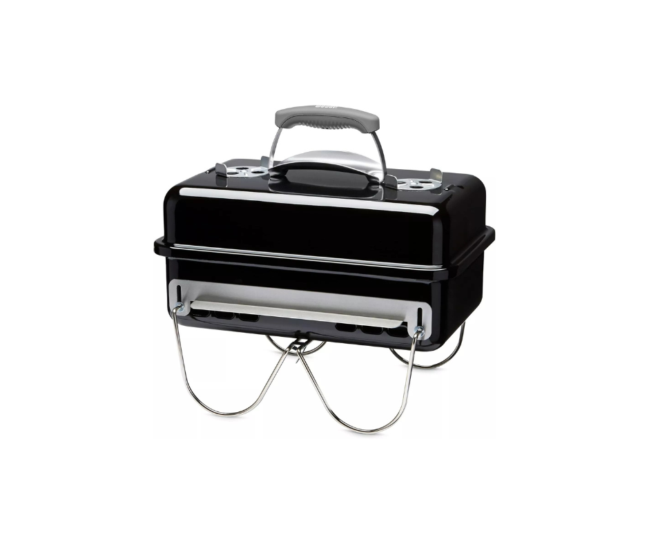 Weber Go-Anywhere Charcoal Barbeque Grill - Portable Tabletop Camping BBQ with Lid | Porcelain-Enameled Bowl | Lightweight Outdoor Stove - Black (1131004)