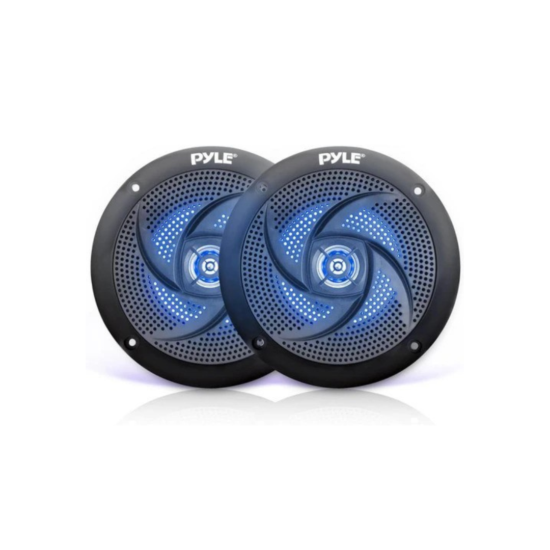 Pyle Marine Speakers PLMRS43BL – Premium 4-Inch 2-Way Waterproof Outdoor Audio System with LED Lights, 100 Watts Power, and Sleek Slim Design