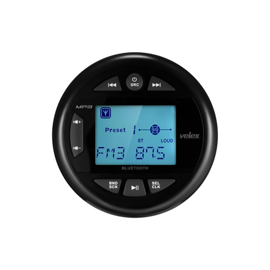 Velex Waterproof Multimedia Player & Audio Receiver – 2.4-inch Display, Streaming Capabilities, Durable Black Design