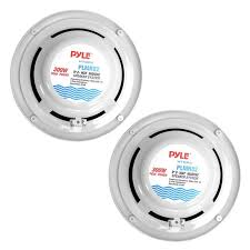 Pyle PLMR82 300W 2-Way White Marine Speaker System – High-Power Outdoor Audio for Clear, Robust Sound