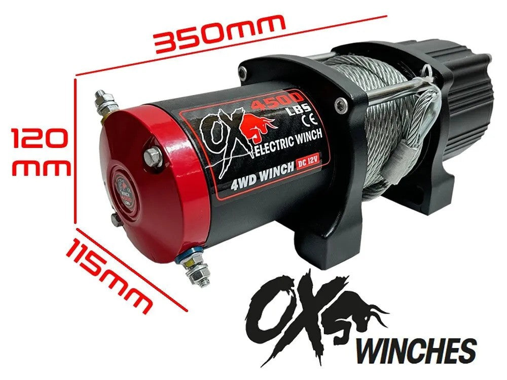 OX Electric Winch 4500lb Wire Rope 12v - ATV / Boat / Trailer Winch