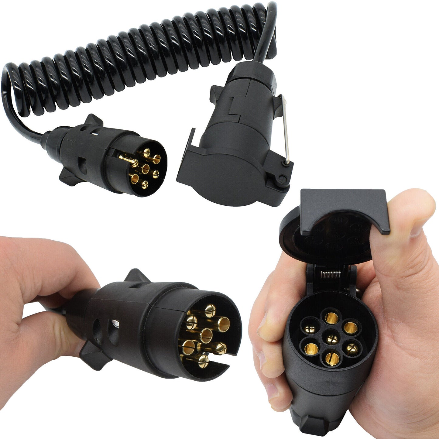 3M Towing Trailer Light Board Extension Cable – 7-Pin Plug Socket with Wiring Cord