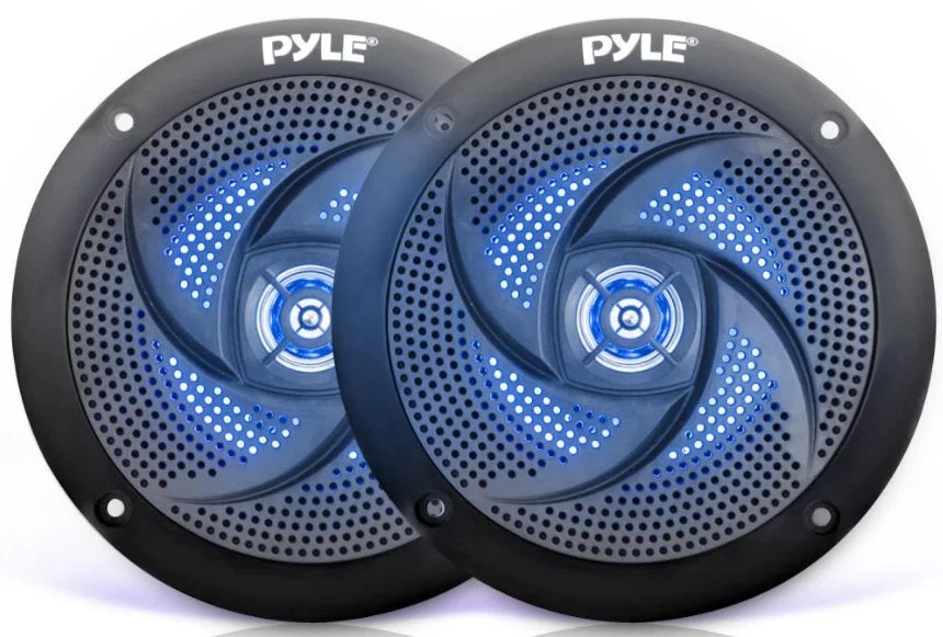 Pyle 6.5" Marine Speakers PLMRS63WL – 240W Waterproof with LED Lights