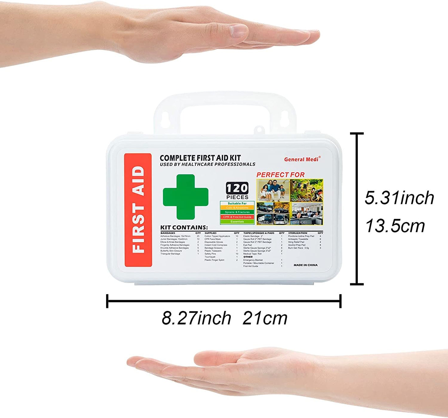 20-Piece Hardcase First Aid Kit – Complete with Instant Cold Pack & Emergency Blanket for Travel, Home, Office, Vehicle, Camping, Workplace & Outdoor Adventures