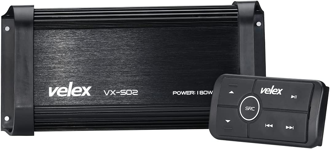 Velex VX502 Marine 4 Channel Class A/B Amplifier Media Stereo on Boats UTV ATV Golf Carts