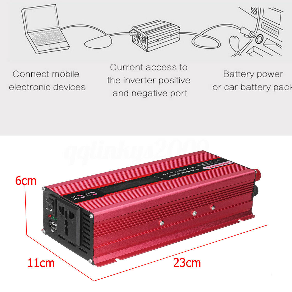 Modified Sine Wave Power Inverter – 1000W Car & Boat Converter, 12V to 240V