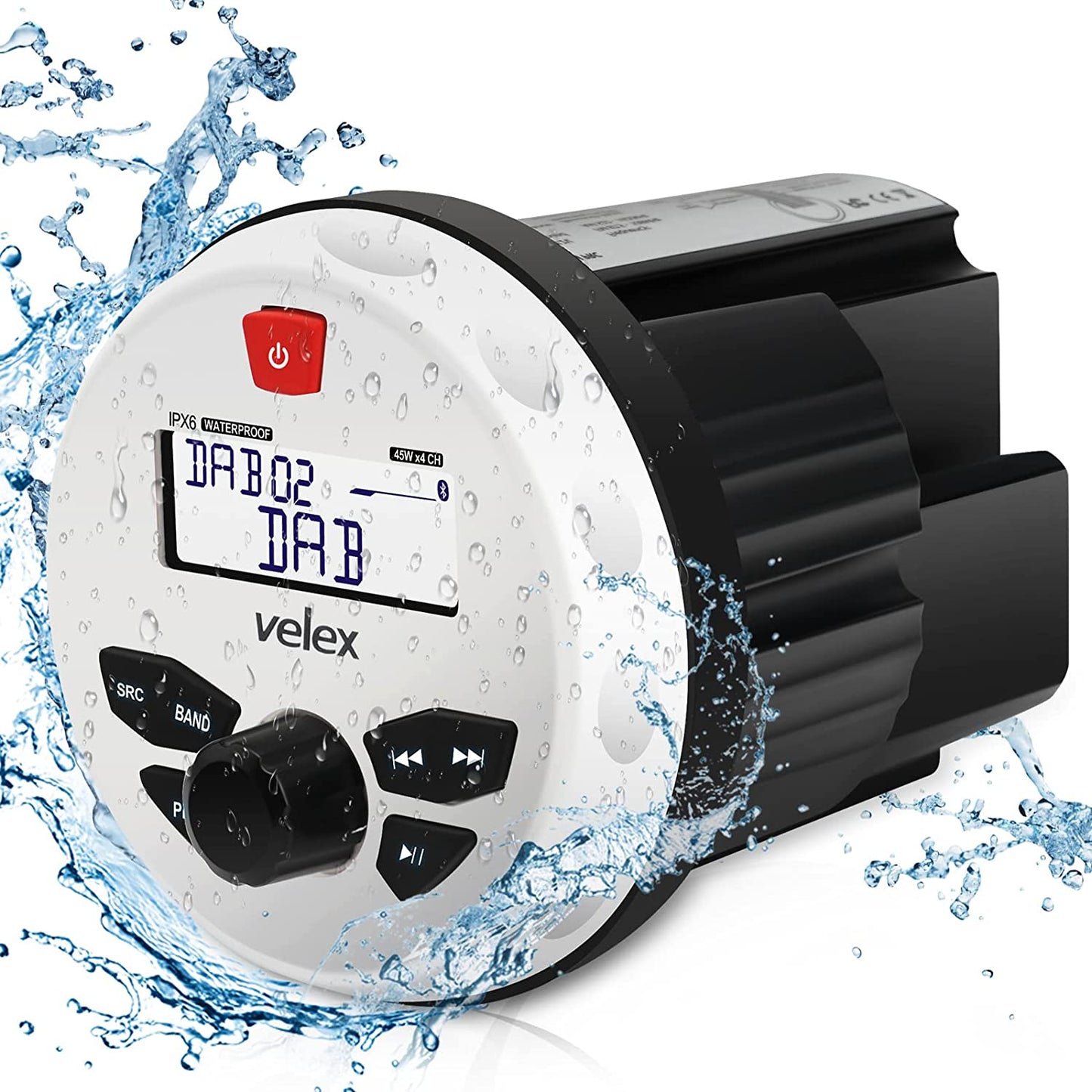 Velex Bluetooth Marine Stereo Receiver with MP3 Player on DAB+/AM/FM Radio and USB for Streaming Music on Boats Golf Carts ATV UTV