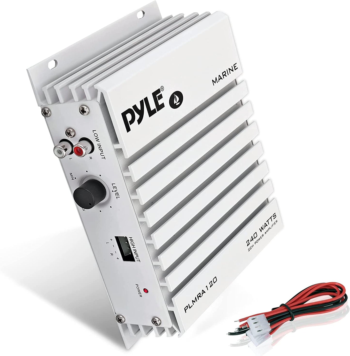 Pyle PLMRA120 2-Channel 240W Waterproof Marine Boat Amplifier – 12V Speaker Amp for Superior Audio Performance