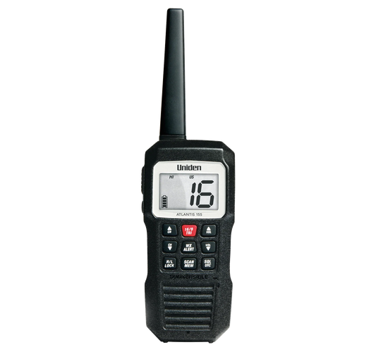 Uniden Atlantis 155 Handheld Two-Way VHF Marine Radio, Floating IPX7 Submersible Waterproof, Marine Channels, NOAA Weather Alert, 10 Hour Battery