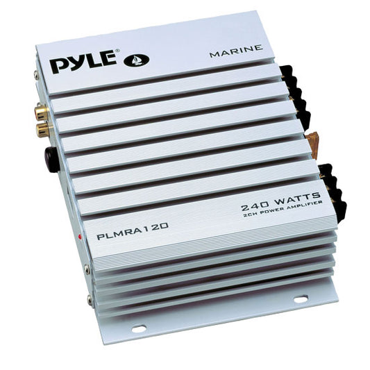 Pyle PLMRA120 2-Channel 240W Waterproof Marine Boat Amplifier – 12V Speaker Amp for Superior Audio Performance