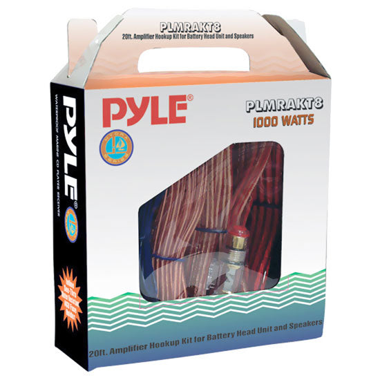 Pyle 1000W Boat Marine Outdoor Amplifier Wiring Kit – 8 AWG Gauge for Superior Power and Performance