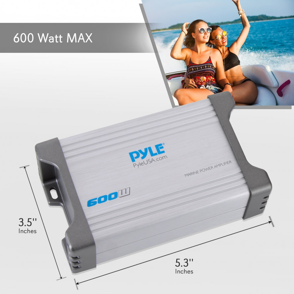 Pyle PLMRMP2A 2-Channel Waterproof Marine Power Amplifier – 12V iPod/MP3 Compatible for Boat Audio Systems