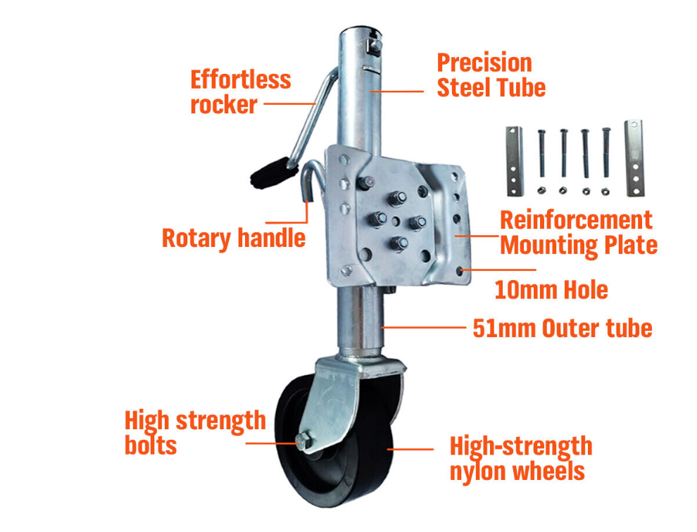 6" Jockey Wheel – Swing-Up Design, 1200LB Capacity, with Swivel Bracket and Rubber Wheel for Trailers