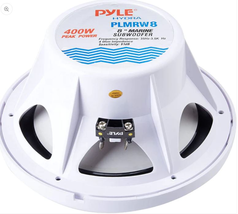 Pyle PLMRW 8” 400W Marine Waterproof Subwoofer – 4 Ohm ABS Sub Bass Speaker for Deep, Powerful Sound