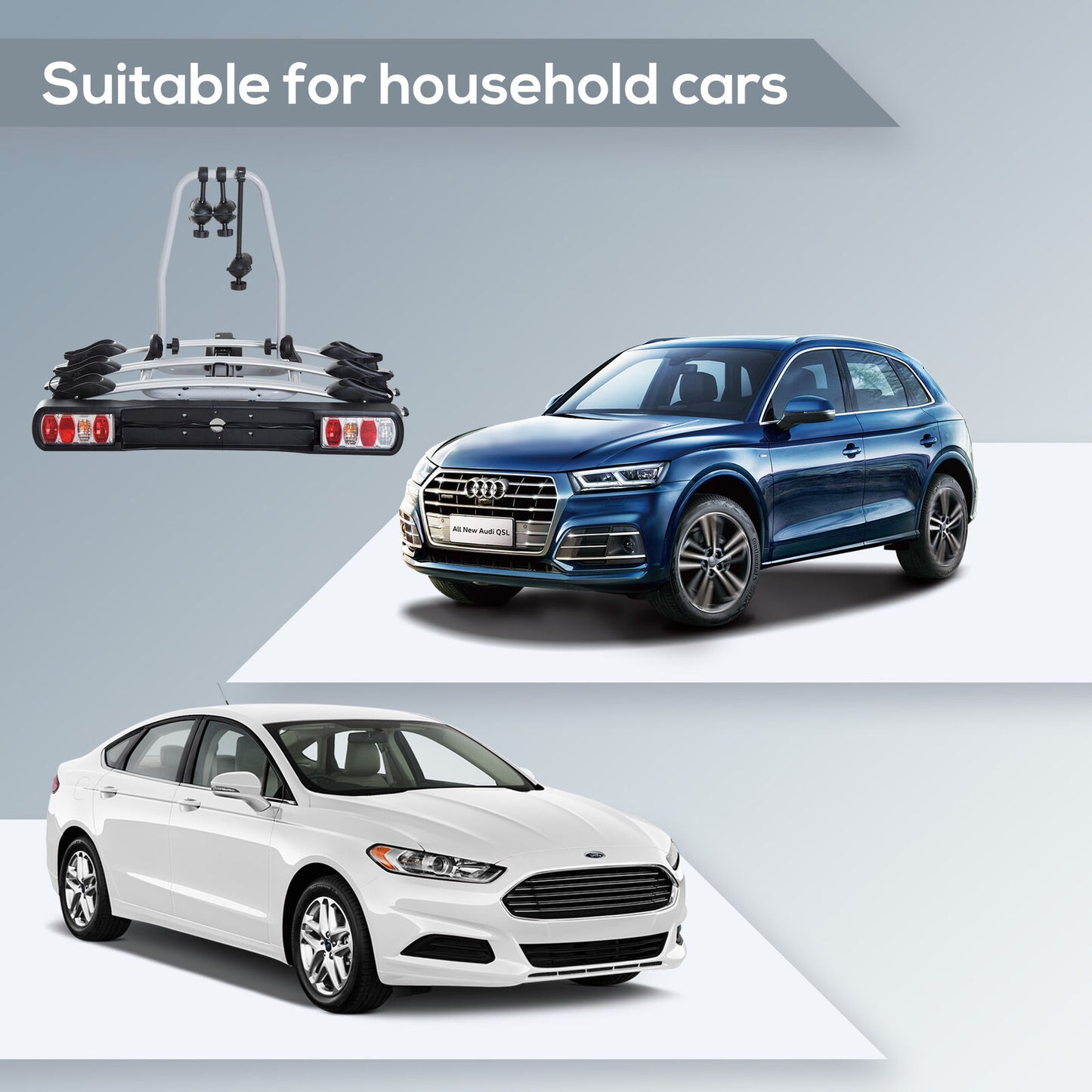 HOMCOM Rear-Mounted Bike Rack – Tow Bar Bicycle Carrier for Outdoor Adventures