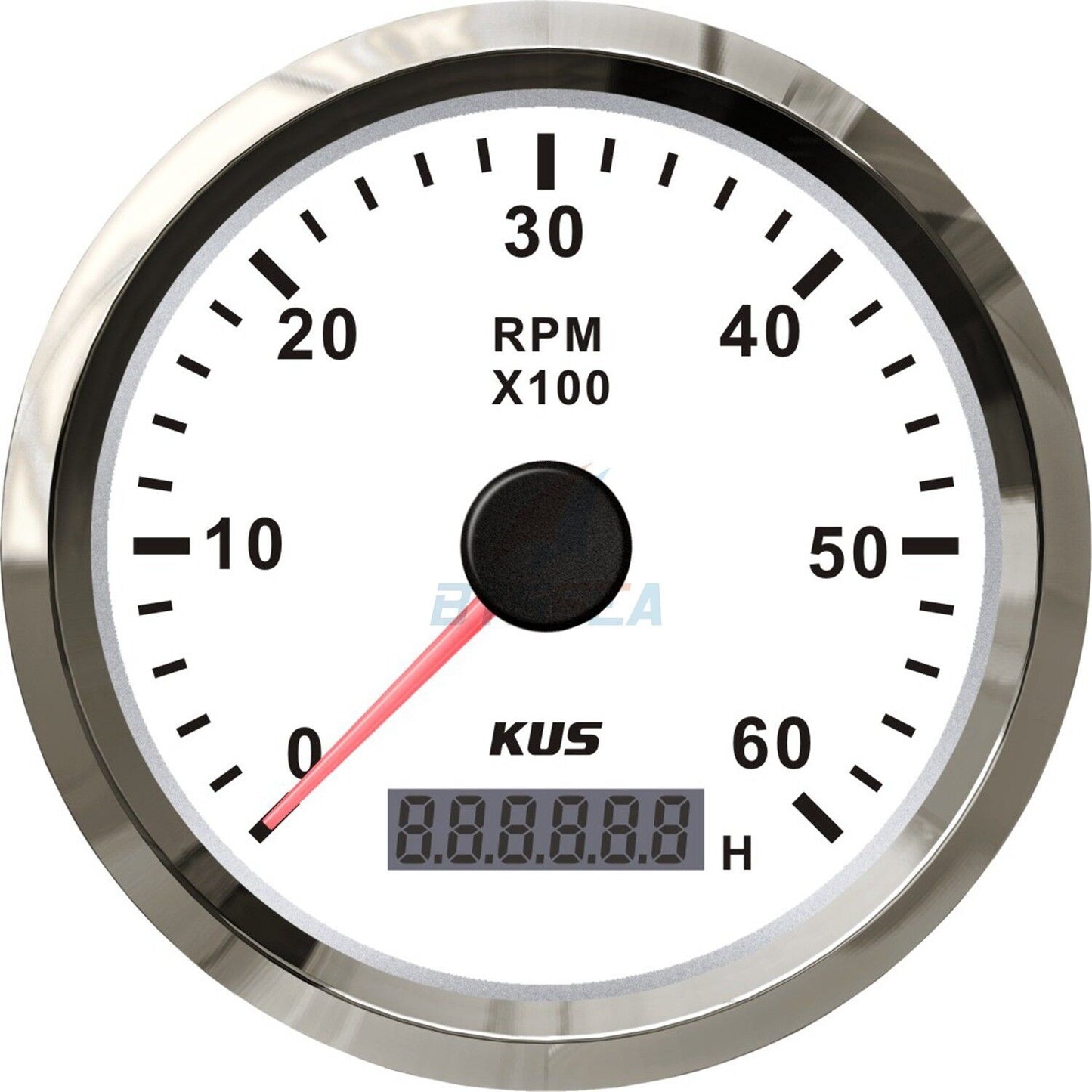 KUS Tachometer | Marine Boat & Car RPM Gauge with LCD Hourmeter (0-6000 RPM)