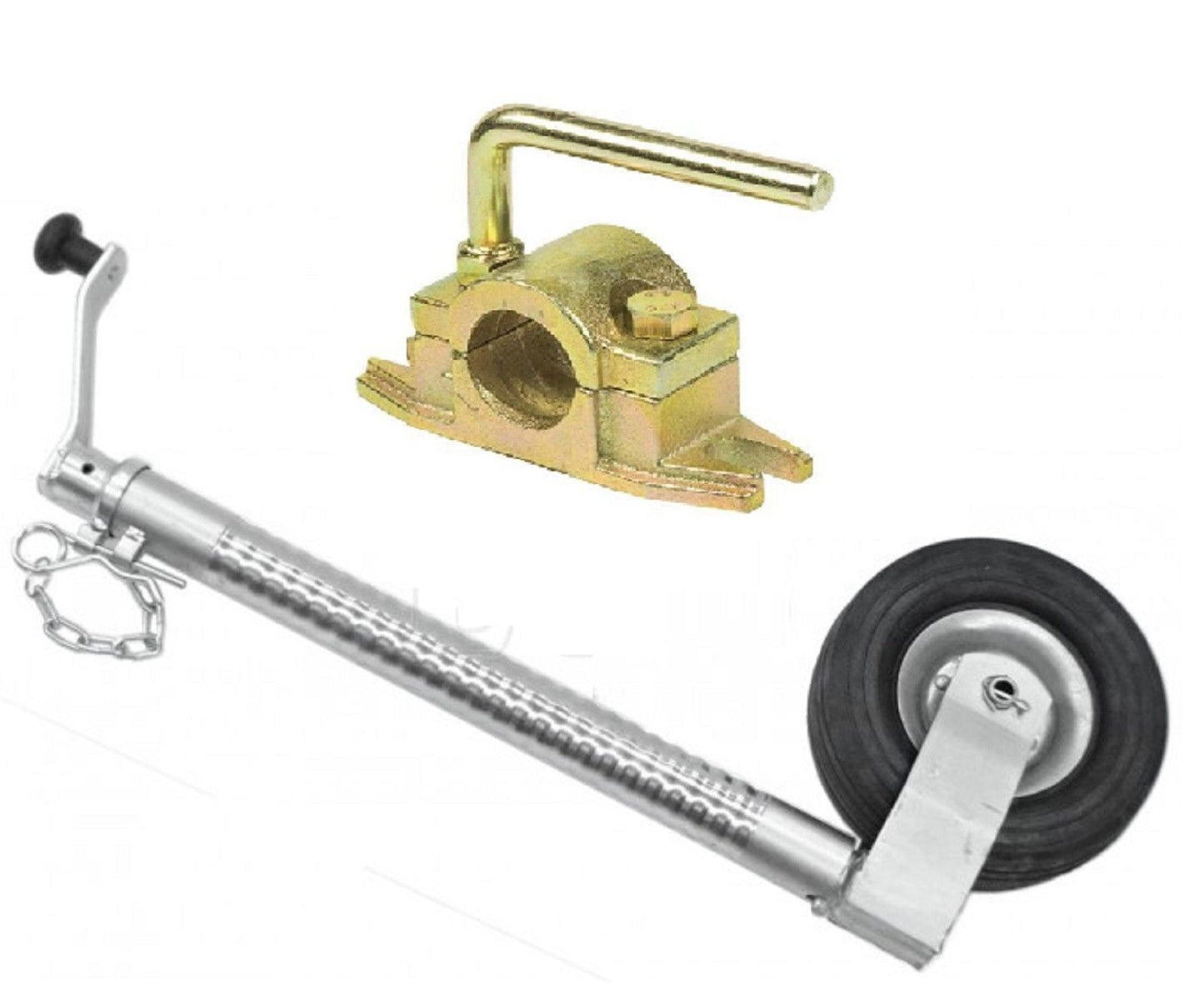 500KG 48mm Heavy Duty Ribbed Trailer Caravan Boat Horse Box Jockey Wheel &Clamp