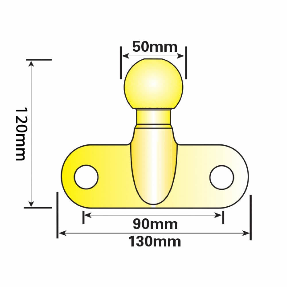 Maypole Universal 50mm Towball | Tow Ball Bar for Caravan and Trailer Hitch Coupling Point