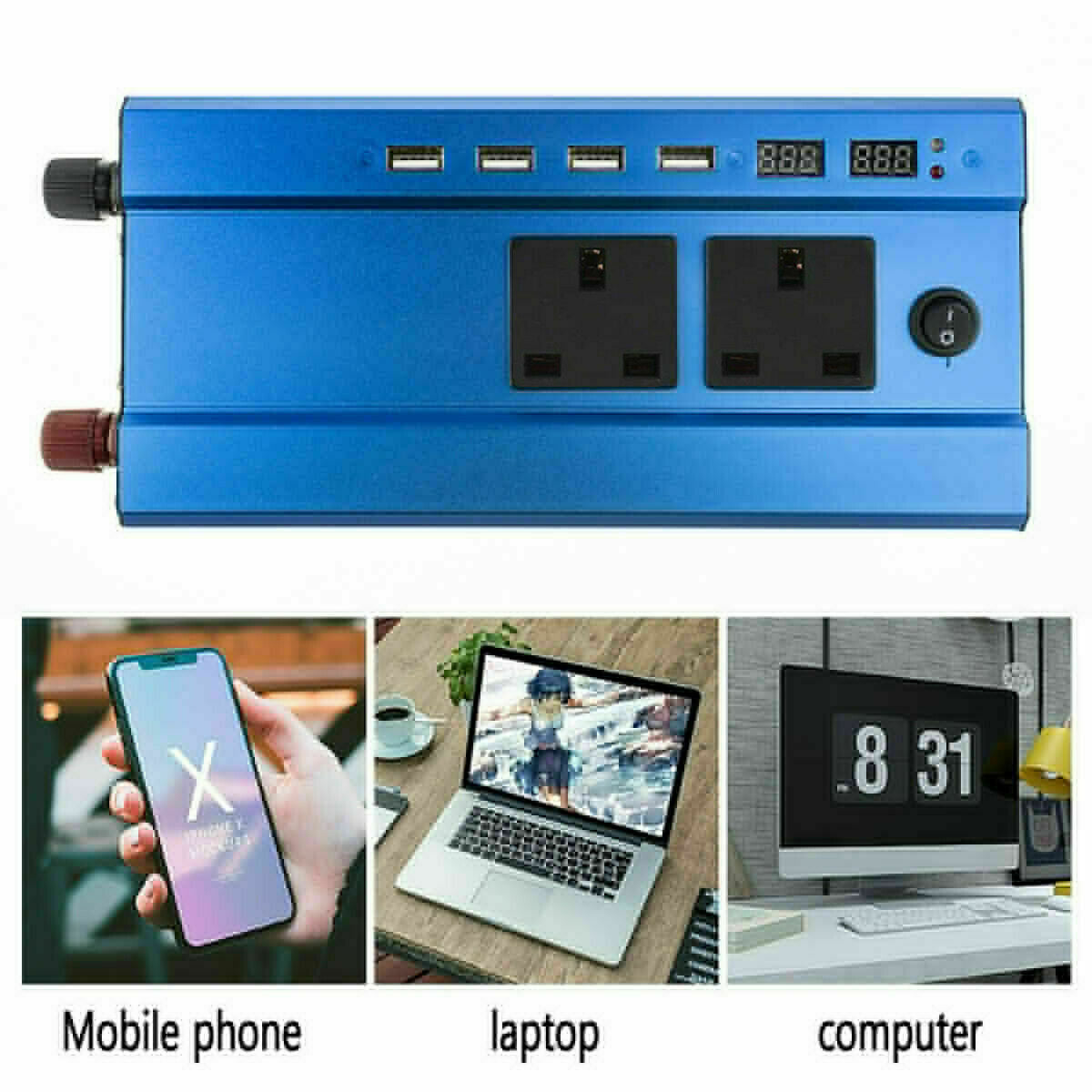 Peak 4000W Power Inverter | 12V to 240V with LCD Display for Universal Use