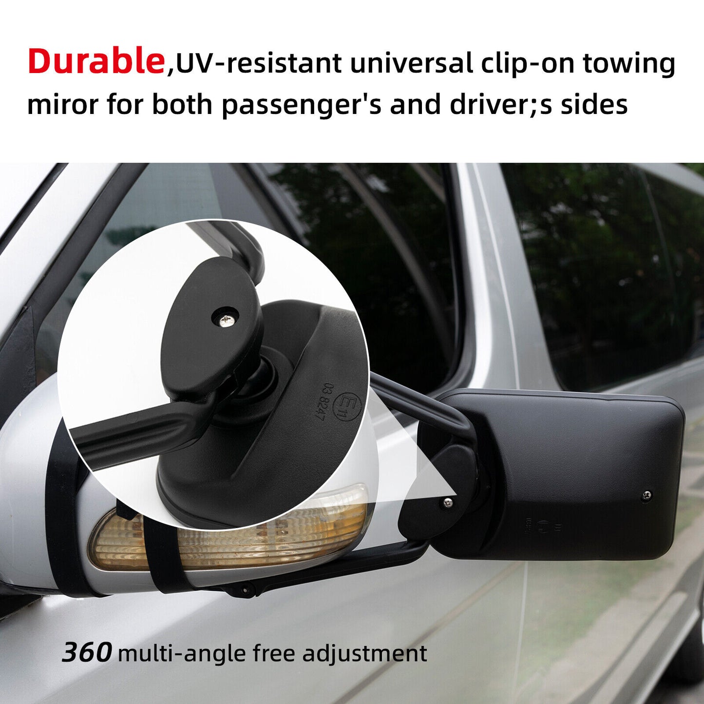 Dual View Rear-View Towing Side Mirror Extension – Car Trailer Blind Spot Enhancement