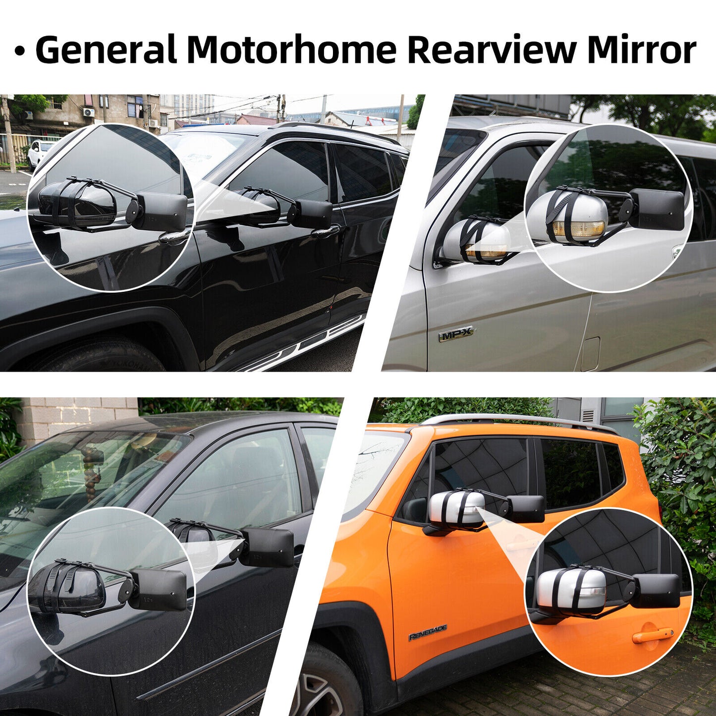 Dual View Rear-View Towing Side Mirror Extension – Car Trailer Blind Spot Enhancement