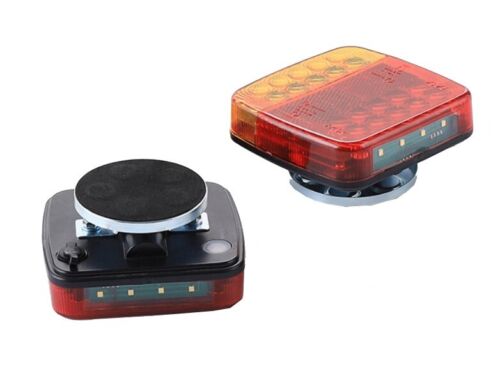 Wireless LED Rear Tail Lights – Battery Operated with USB Charging and Magnetic Mount for Towing Trailer