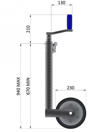 48mm Heavy-Duty Trailer Jockey Wheel with Ribbed Design and Clamp – Supports 750kg Nose Weight