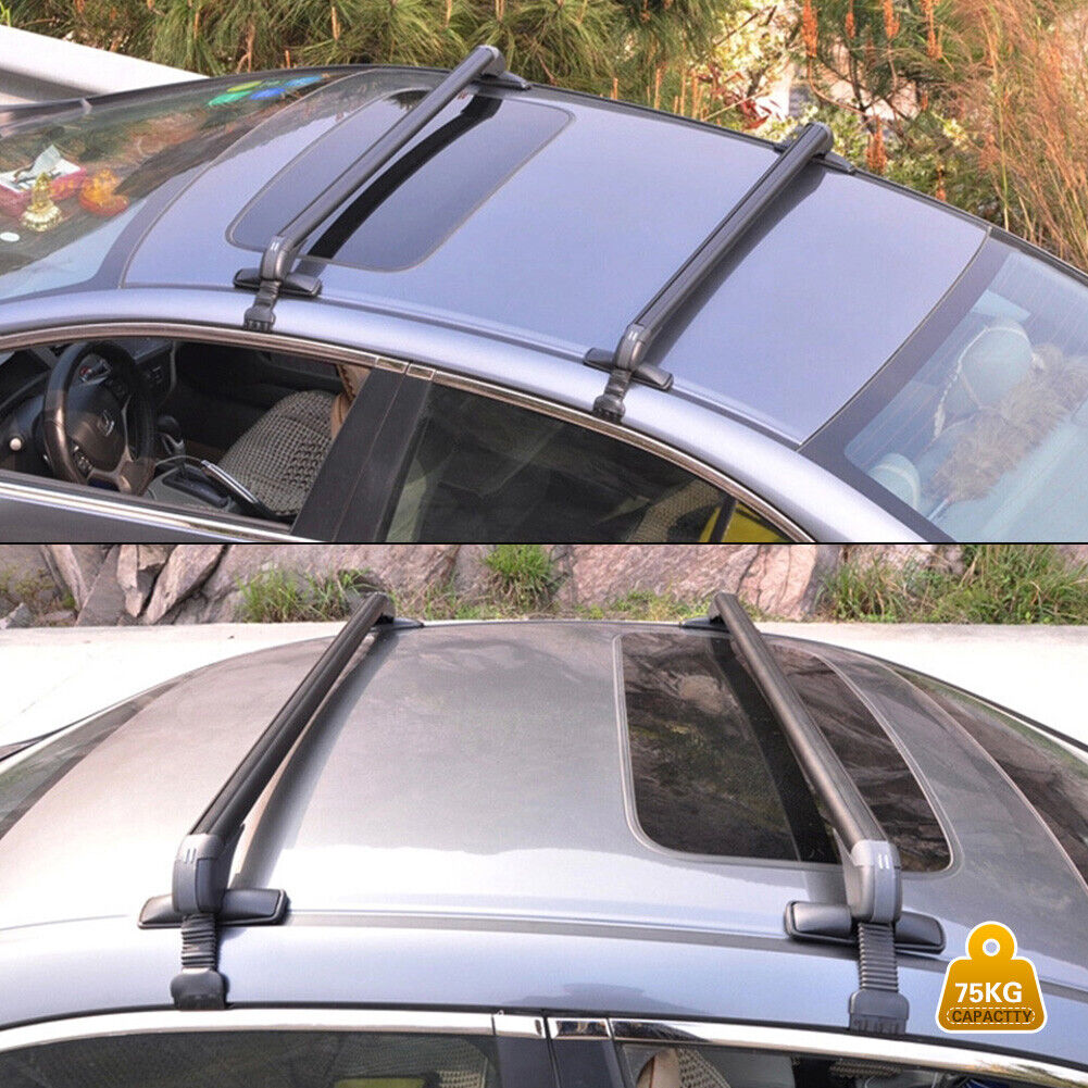 PCFX Universal Aluminum Roof Rack Cross Bars - 75kg Capacity, 115cm Length, Black