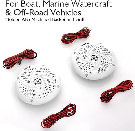Pyle Marine Speakers – 5.25" 2-Way Waterproof & Weather-Resistant Outdoor Audio System with LED Lights, 180W – 1 Pair (PLMRS53WL)