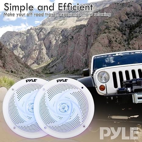 Pyle Marine Speakers – 5.25" 2-Way Waterproof & Weather-Resistant Outdoor Audio System with LED Lights, 180W – 1 Pair (PLMRS53WL)