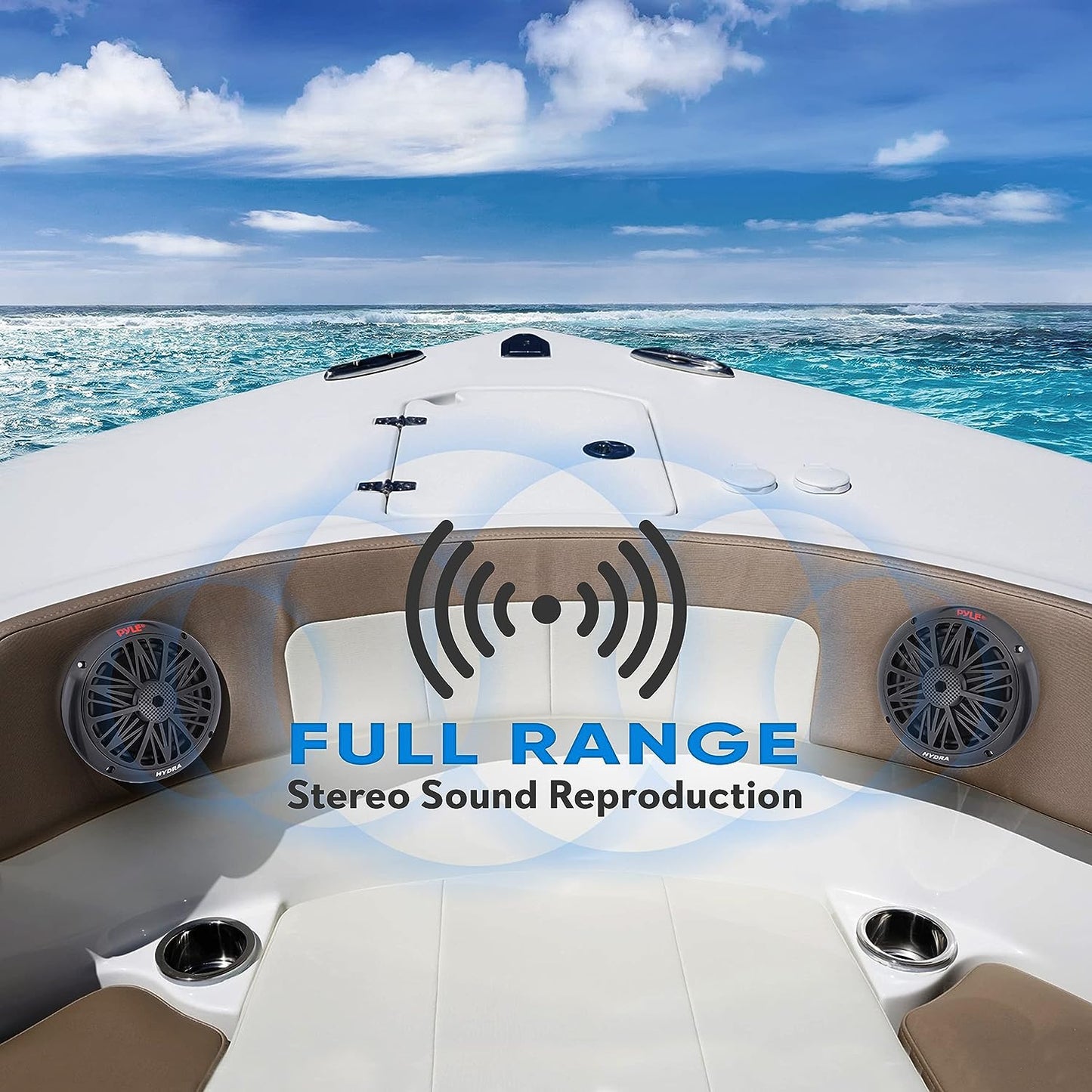 PYLE 200 Watt Marine Boat Speaker System Weather Proof Dual 2 Way 6.5 Inch Outdoor Speakers w/ 85Hz-6kHz Frequency Response
