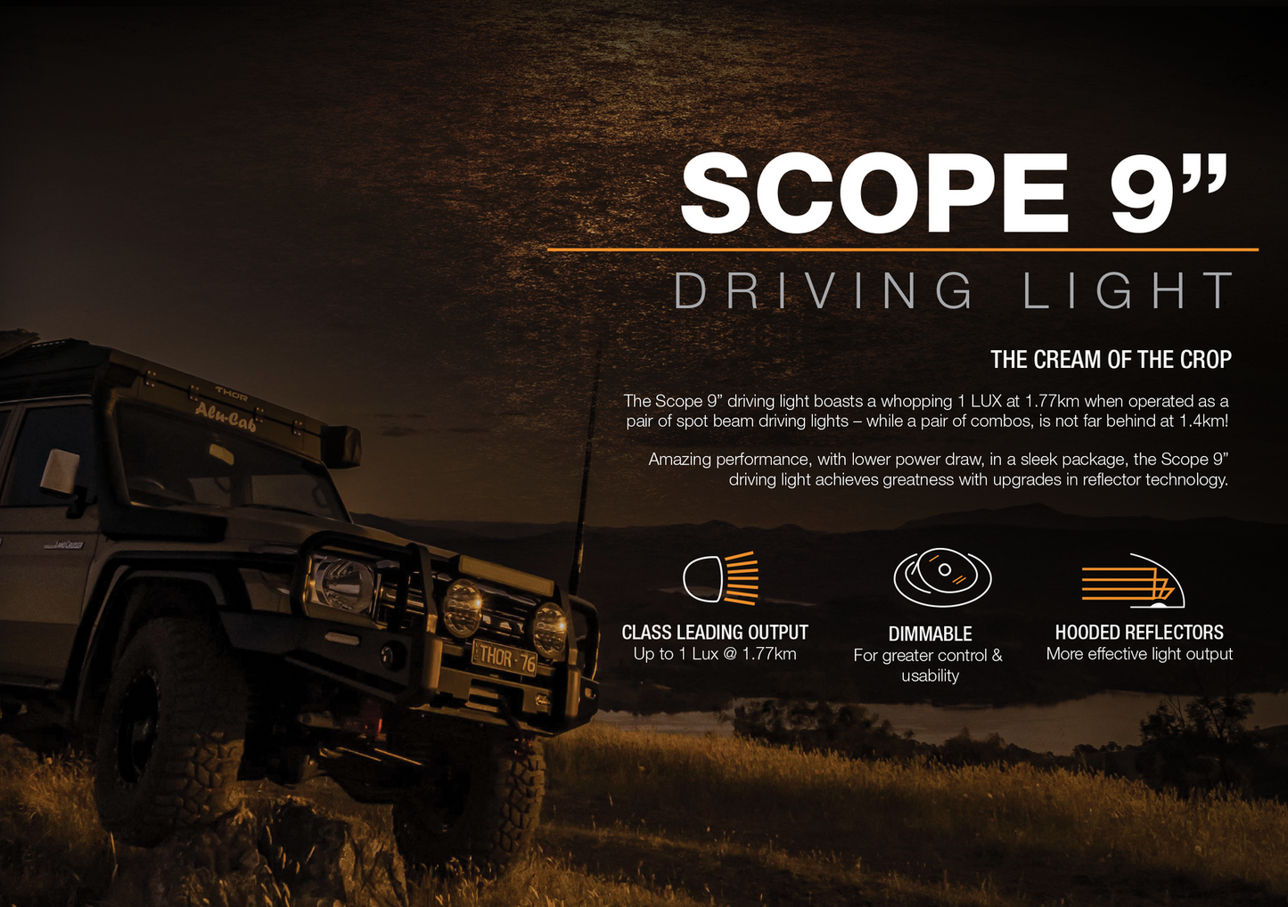 Ironman 4x4 Scope 9” LED Driving Light – High-Performance, Long-Range Illumination with Dimmable Amber Covers