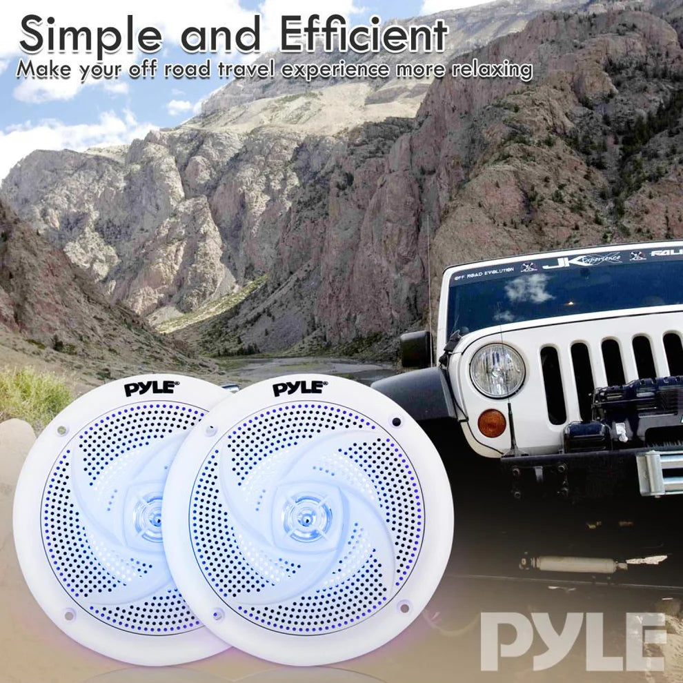 Pyle 6.5" Marine Speakers PLMRS63WL – 240W Waterproof with LED Lights