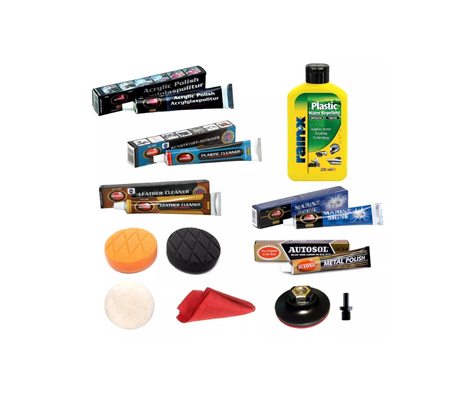 Marine Vessel Cleaning & Polishing DIY Kit - Autosol & Rain-X for Boats, Jet Skis & Yachts