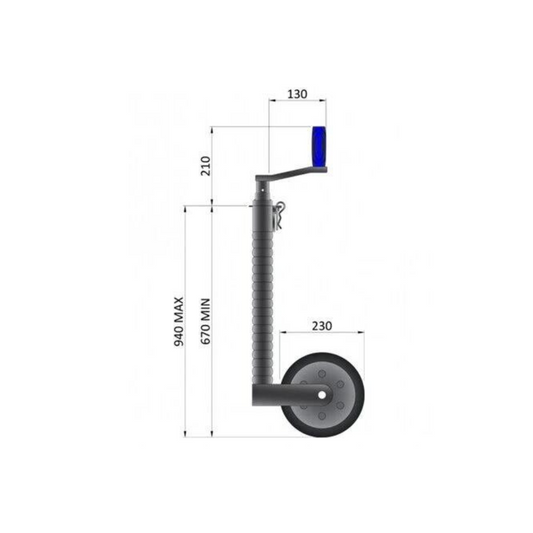 48mm Heavy-Duty Trailer Jockey Wheel with Ribbed Design and Clamp – Supports 750kg Nose Weight