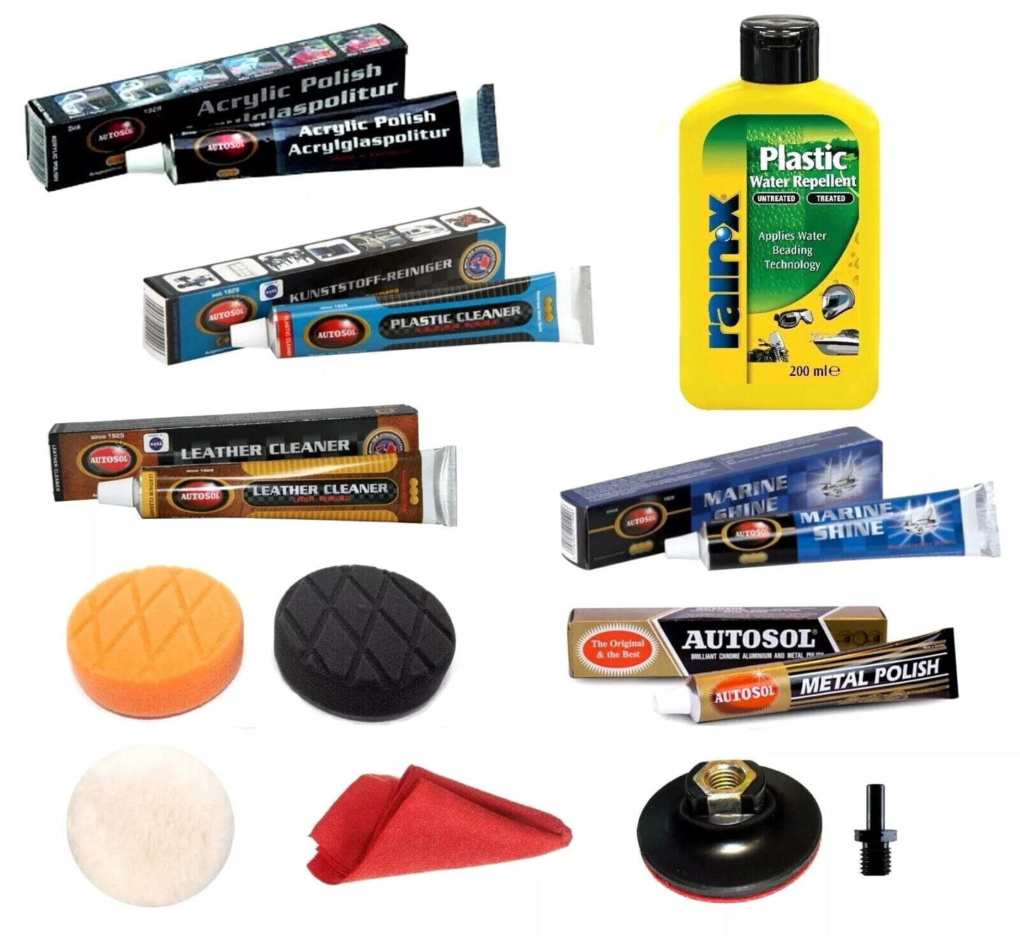 Marine Vessel Cleaning & Polishing DIY Kit - Autosol & Rain-X for Boats, Jet Skis & Yachts