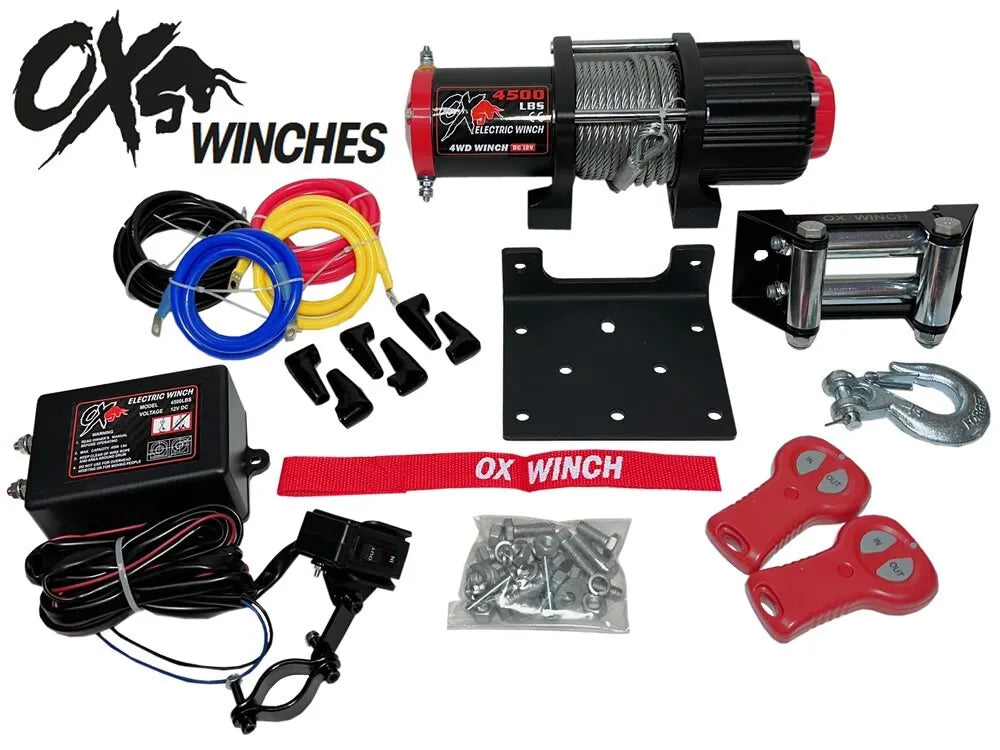 OX Electric Winch 4500lb Wire Rope 12v - ATV / Boat / Trailer Winch