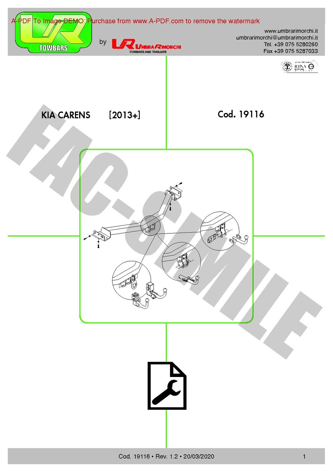 Kia CARENS Fixed Towbar or Detachable 2021 2022 2023  + 12N Wiring 19116/F UMBRA