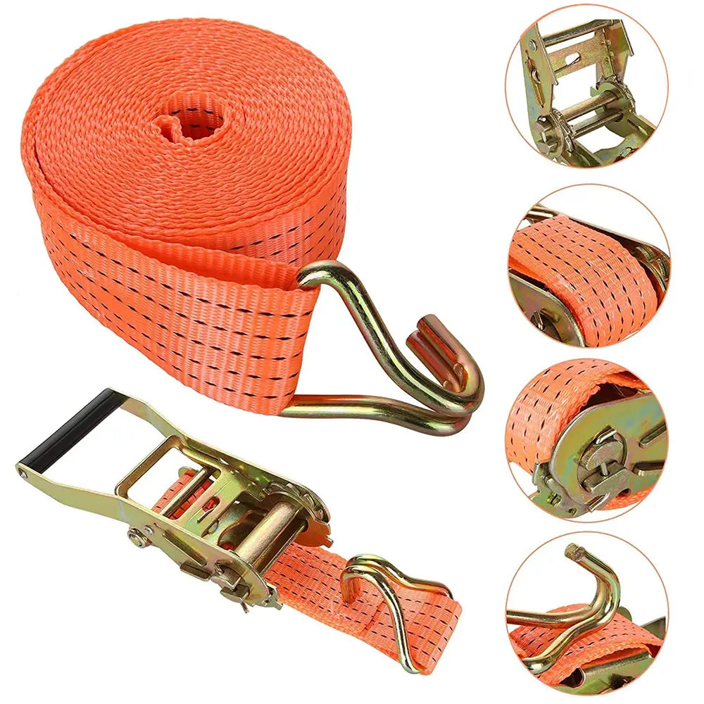 Heavy-Duty Ratchet Tie-Down Straps – 50mm x 6M, 2 Ton Capacity, Orange | Ideal for Lashing Cargo & Luggage