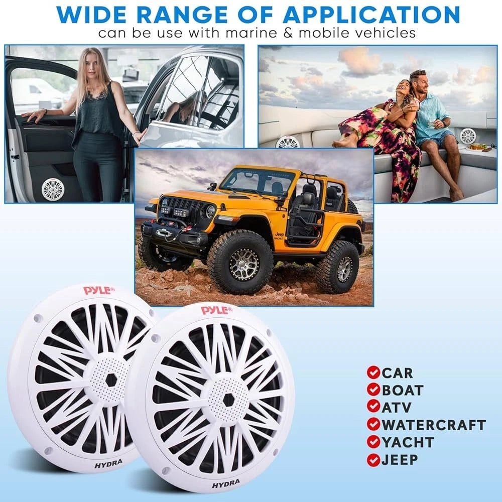 Pyle PLMR62 Marine Speakers – 6.5" Dual 2-Way Waterproof & Weather-Resistant