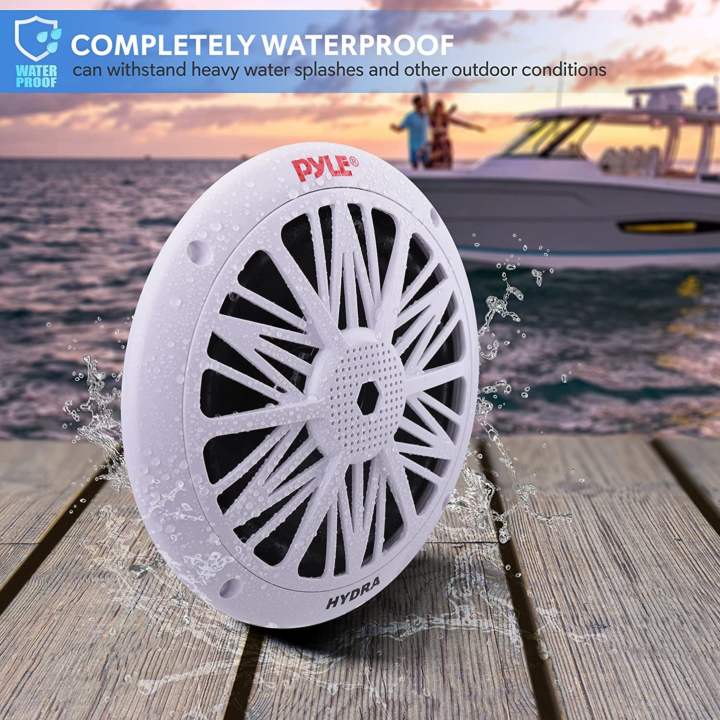 Pyle PLMR62 200w 6.5" 2 Way White Marine Boat Outdoor WaterProof PAtio Speakers