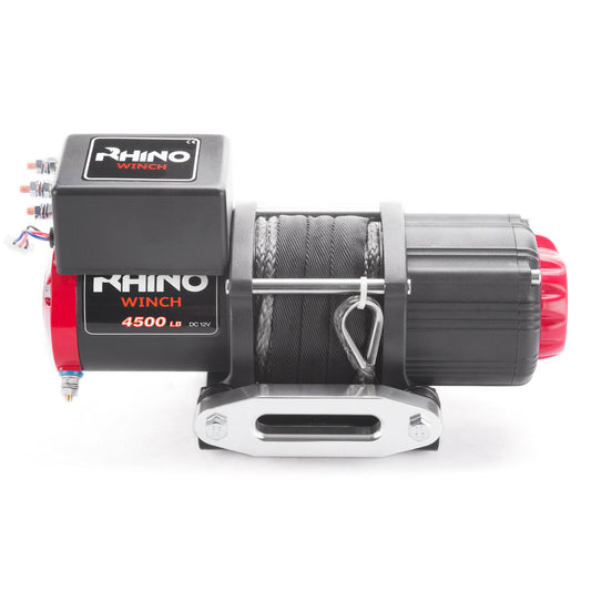 12v Electric Winch, 4500lb Synthetic Rope, Heavy Duty 4x4, ATV Recovery ~ RHINO