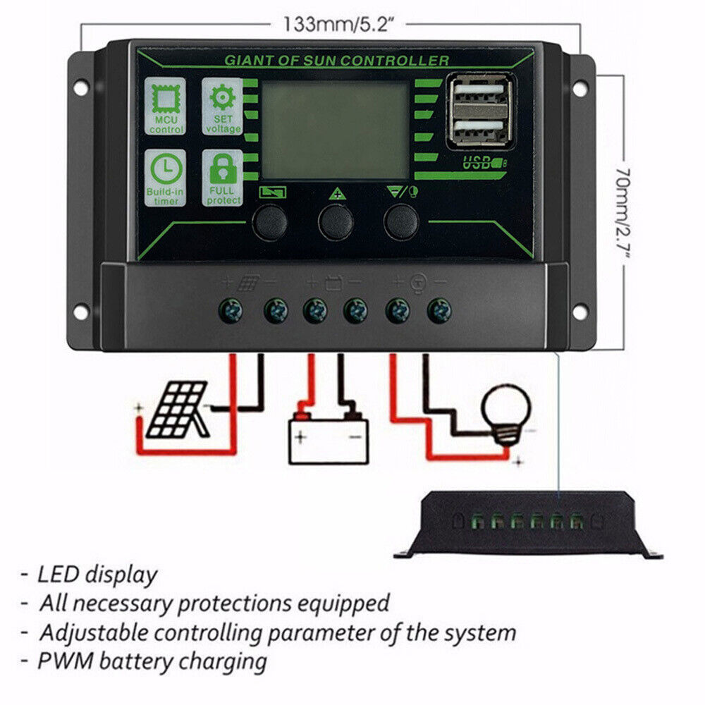 Solar Panel Kit + 60A Solar Controller + 220W Power Inverter